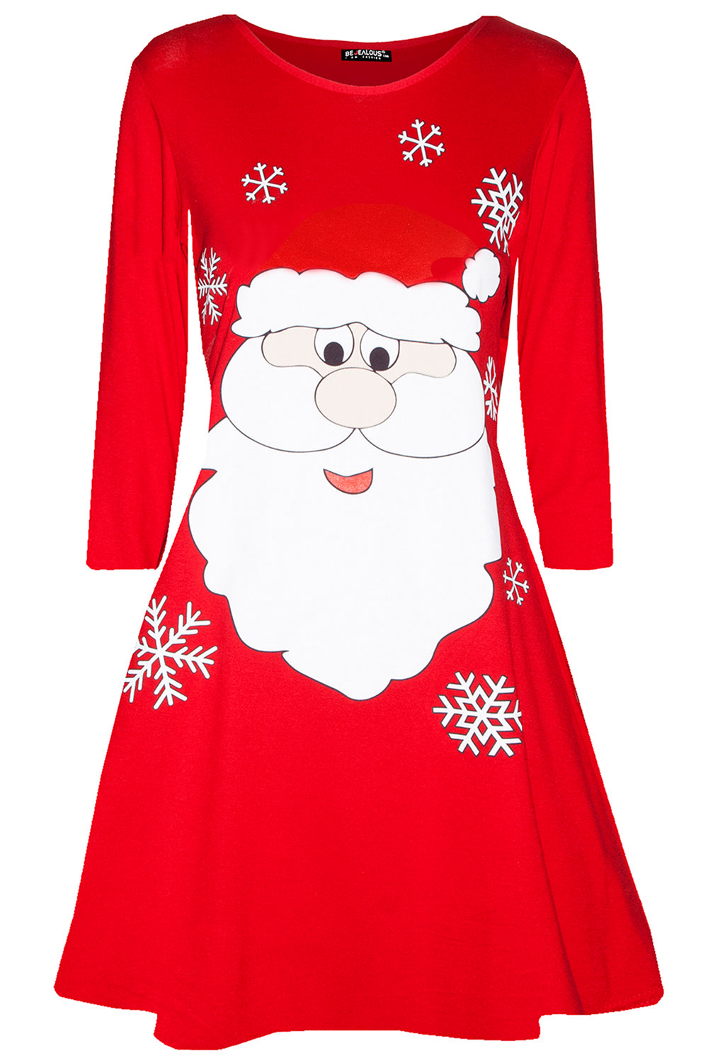 Maisie Xmas Long Sleeve Smock Swing Flared Mini Dress