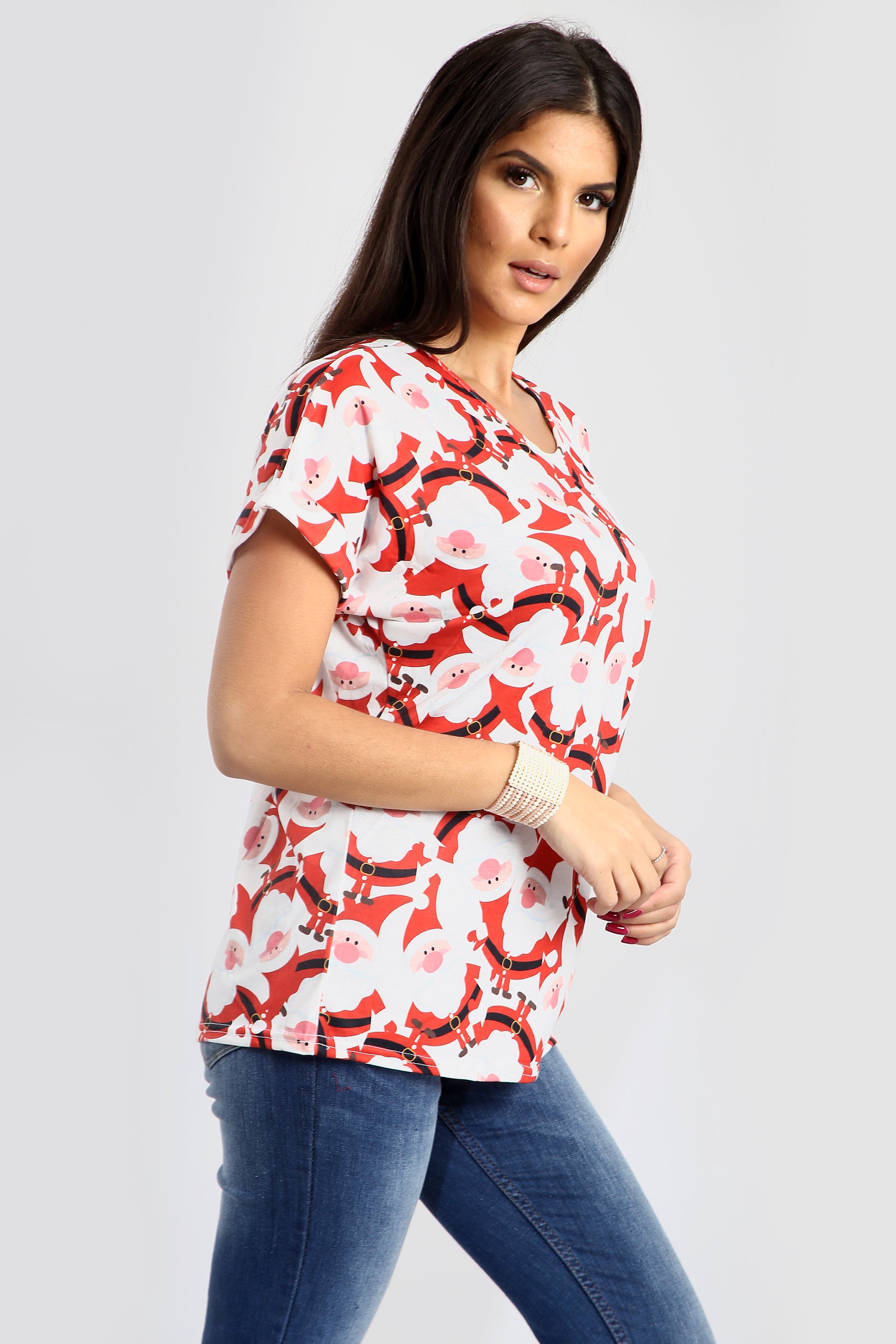 Isla Christmas Santa Reindeer Baggy T Shirt