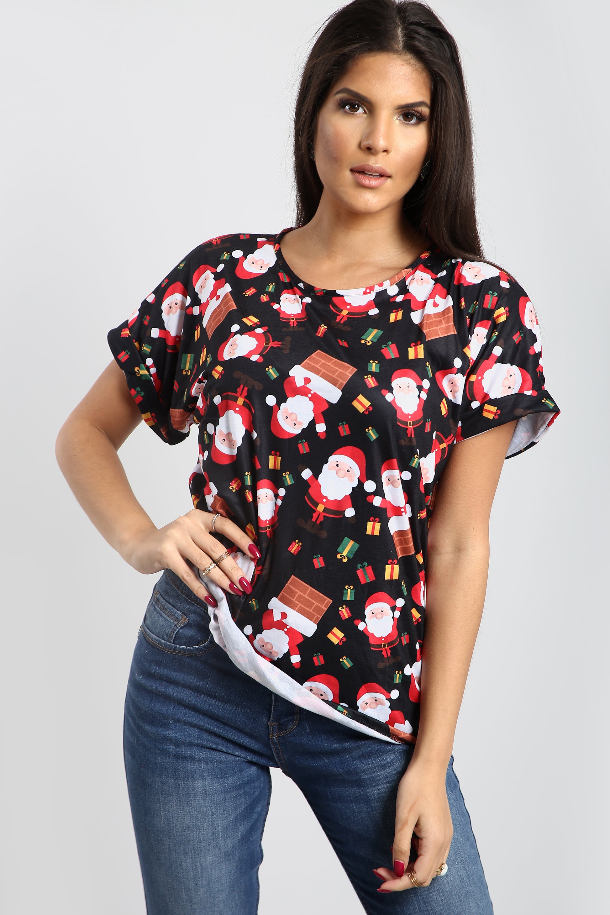 Isla Christmas Santa Reindeer Baggy T Shirt