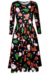 Maisie Christmas Snowman Swing Midi Skater Dress