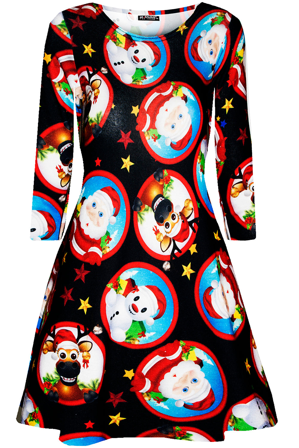 Bella Long Sleeve Christmas Print Swing Dress