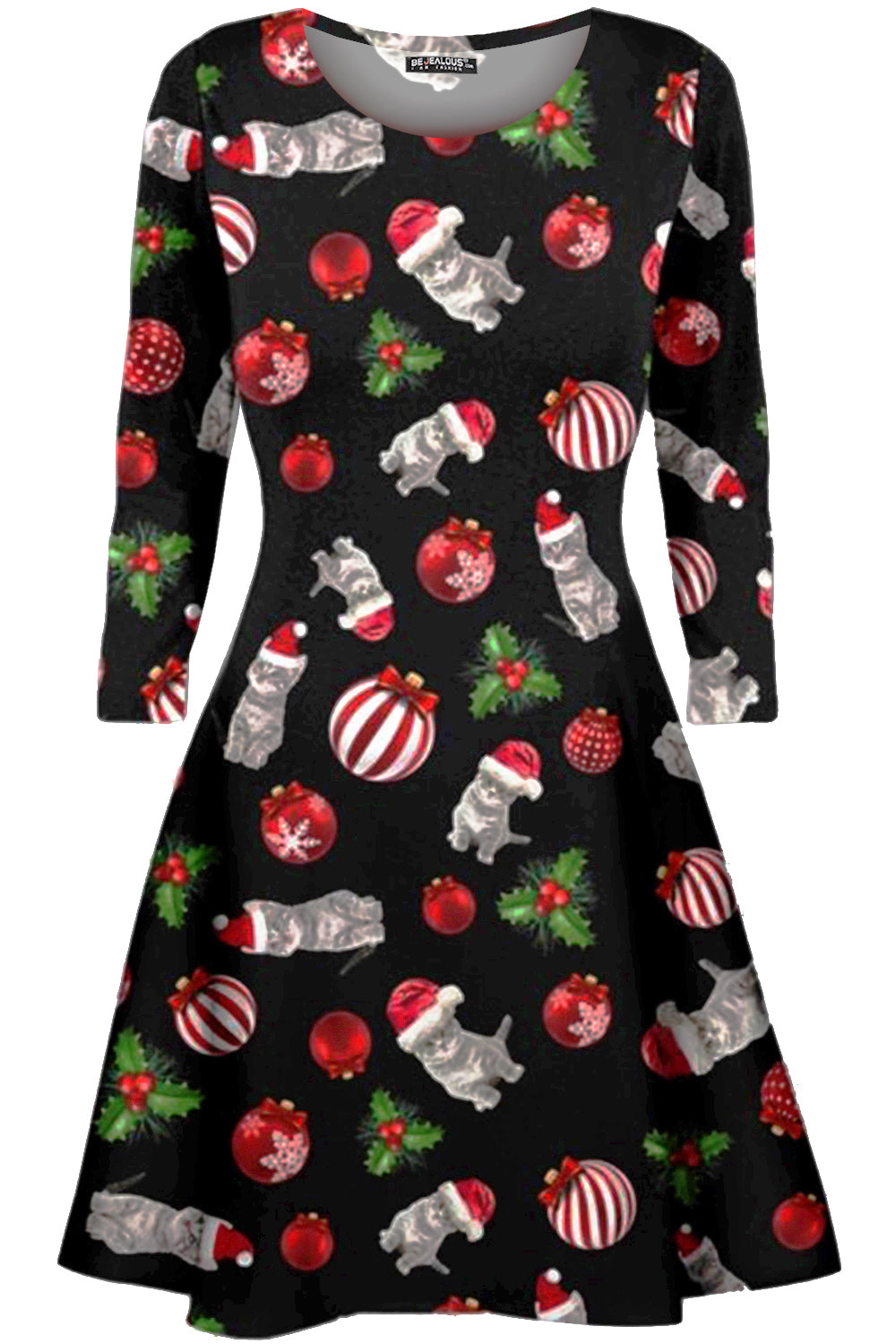 Bella Long Sleeve Christmas Print Swing Dress