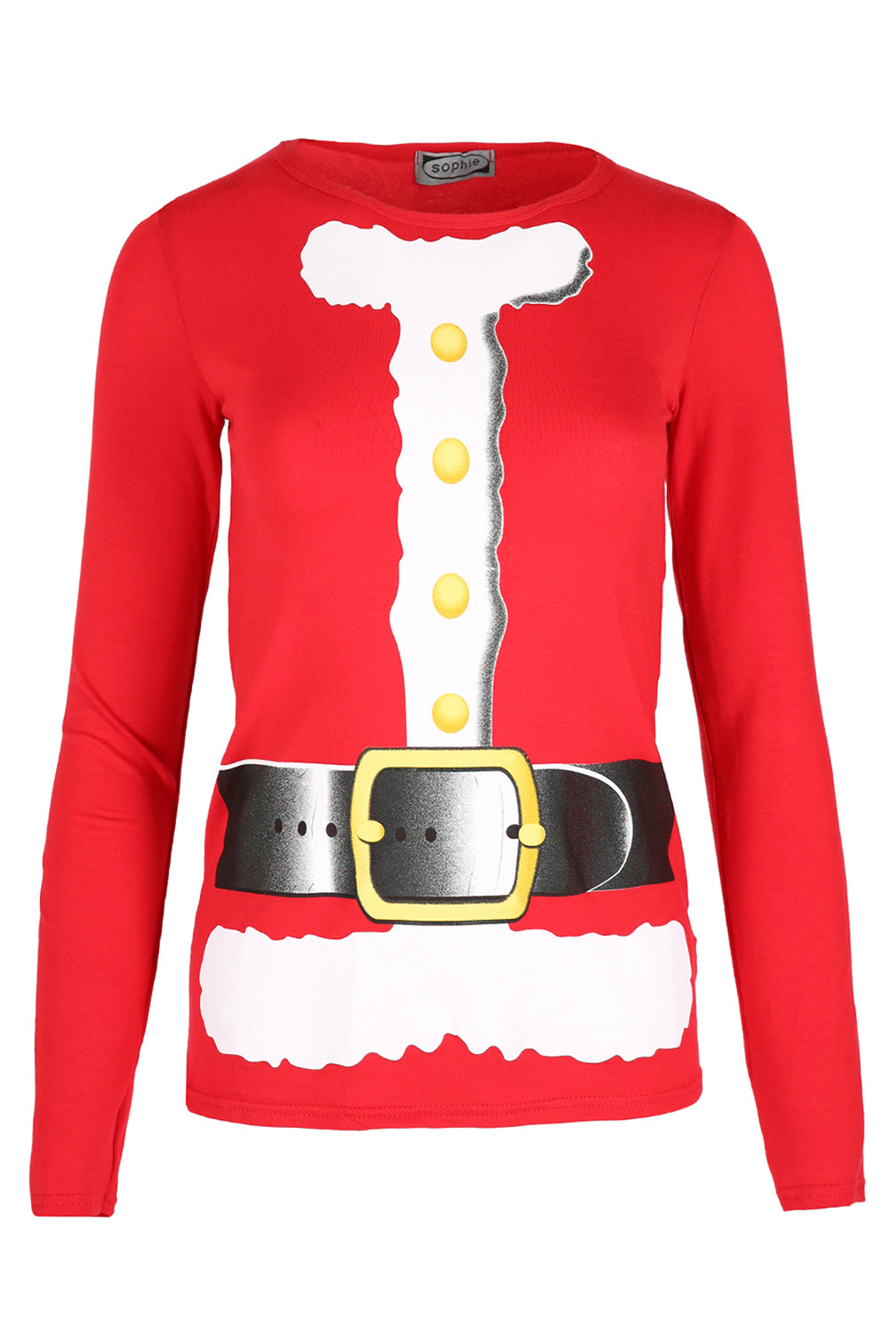 Amelia Santa Costume Long Sleeve Top In Red