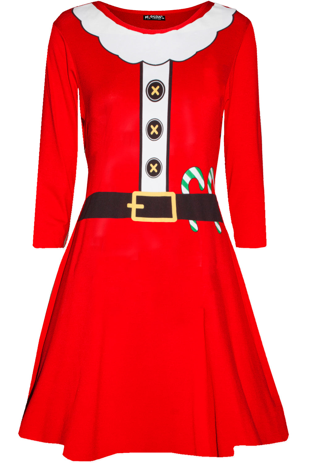 Long Sleeve Santa Costume Mini Dress - bejealous-com