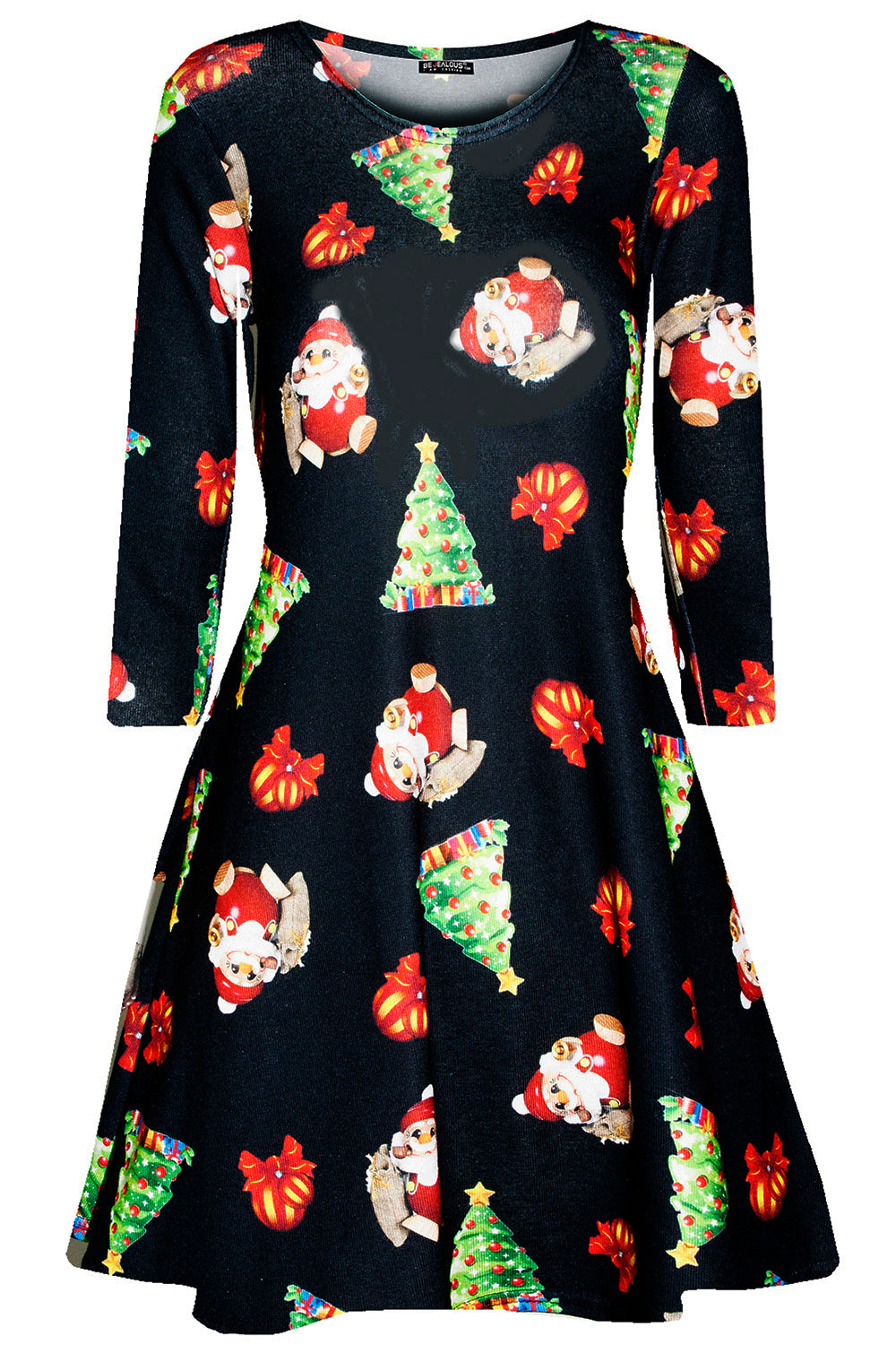 Bella Long Sleeve Christmas Print Swing Dress