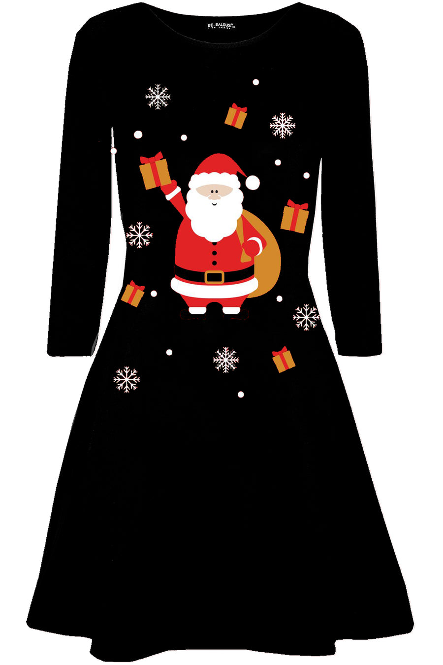 Christmas Santa Print Swing Dress - bejealous-com