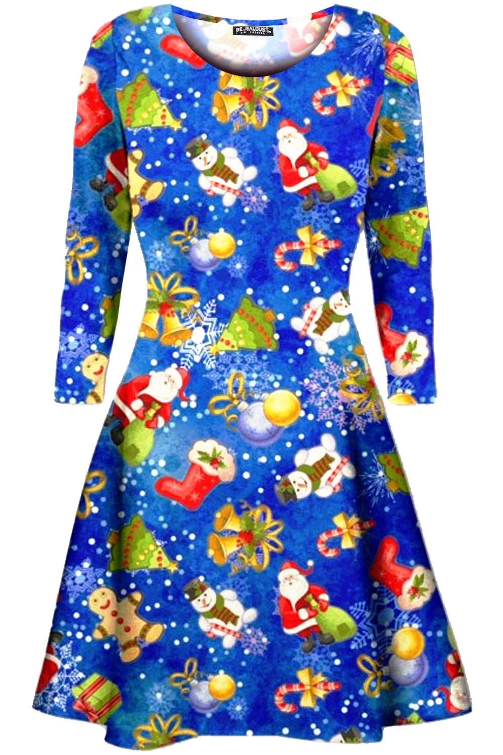 Bella Long Sleeve Christmas Print Swing Dress