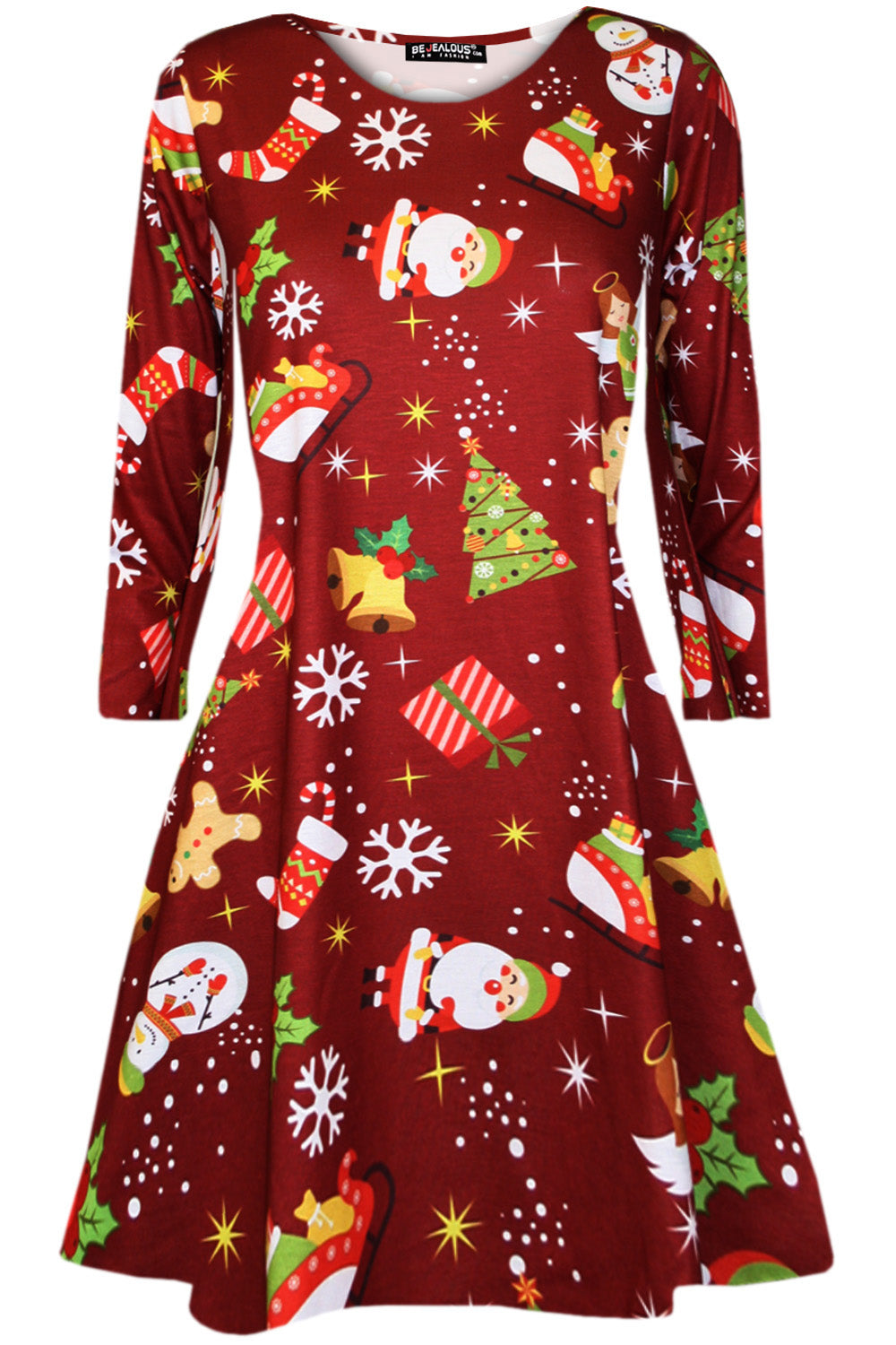 Gracie Long Sleeve Christmas Print Dress