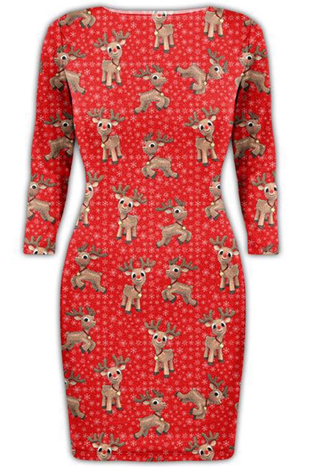 Aria Christmas Santa Reindeer Rudolph Snowflake Bodycon Dress
