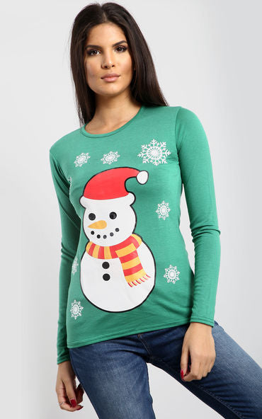 Evie Christmas Snowflakes Snowman T Shirt