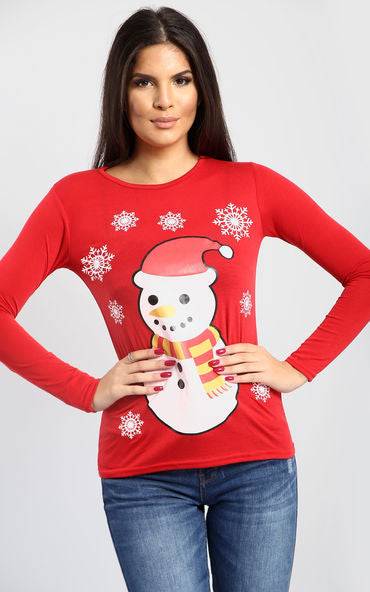 Evie Christmas Snowflakes Snowman T Shirt