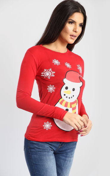Evie Christmas Snowflakes Snowman T Shirt
