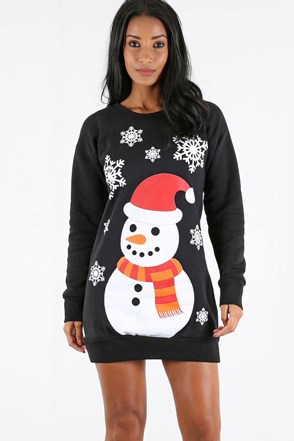 Long Sleeve Christmas Print Jumper Dress