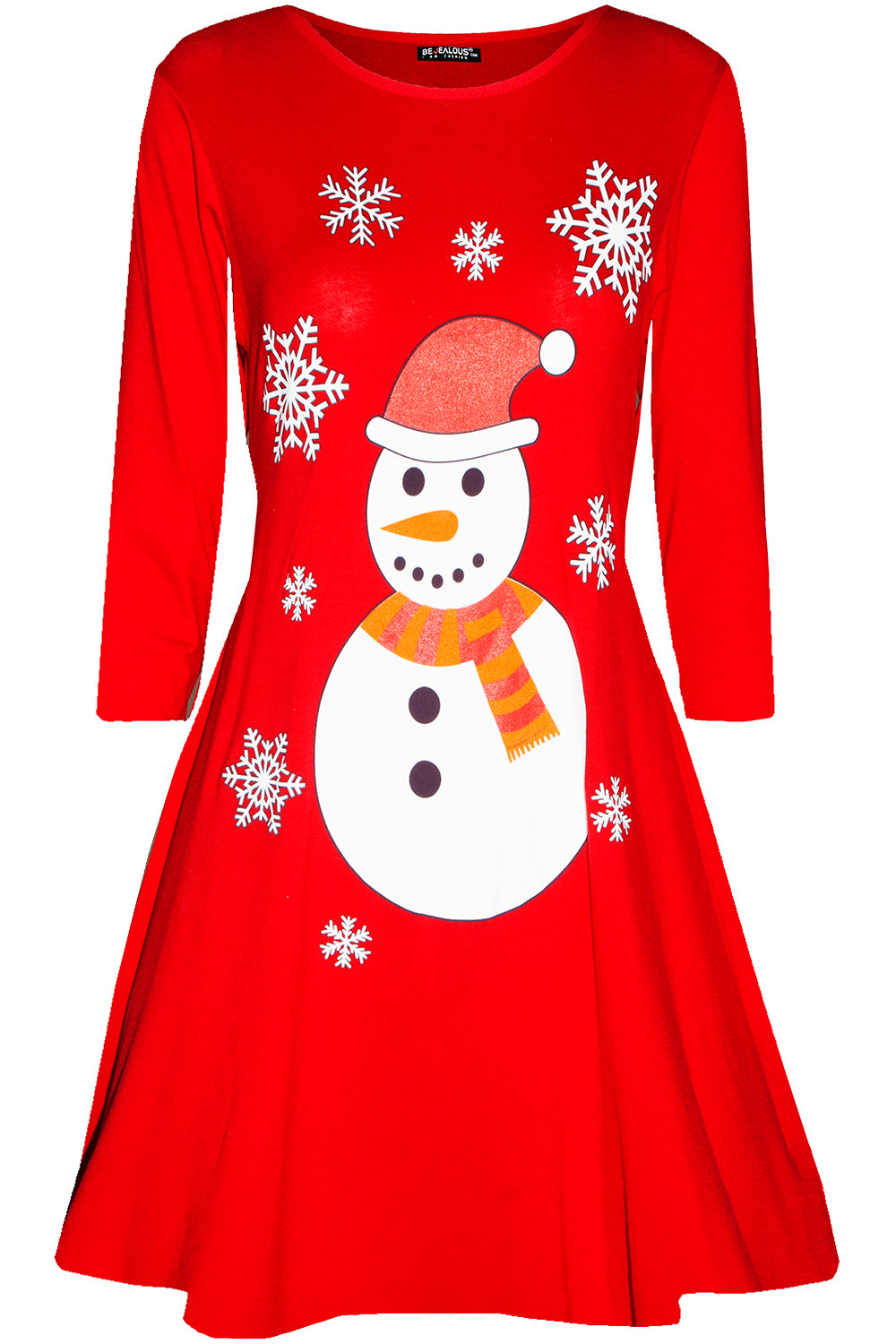 Long Sleeve Christmas Reindeer Print Swing Dress