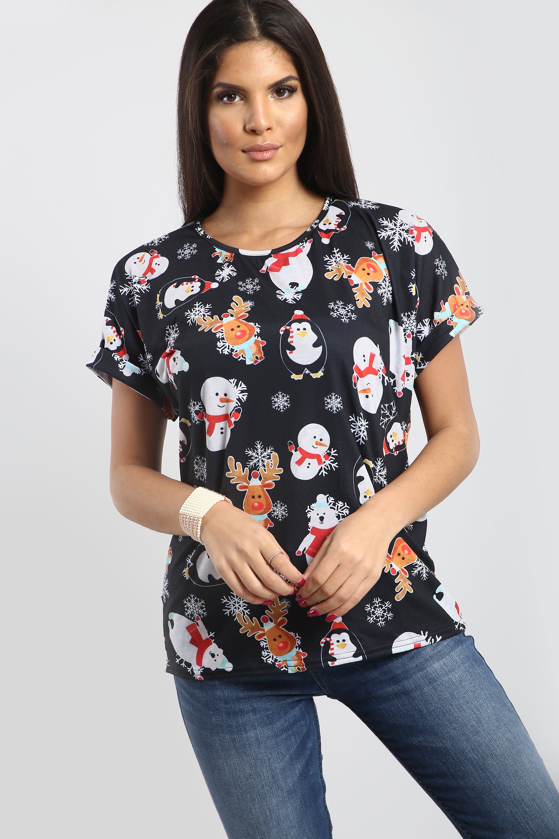 Isla Christmas Santa Reindeer Baggy T Shirt