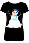 Harriet Snowman Christmas Print Cap Sleeve T-Shirt