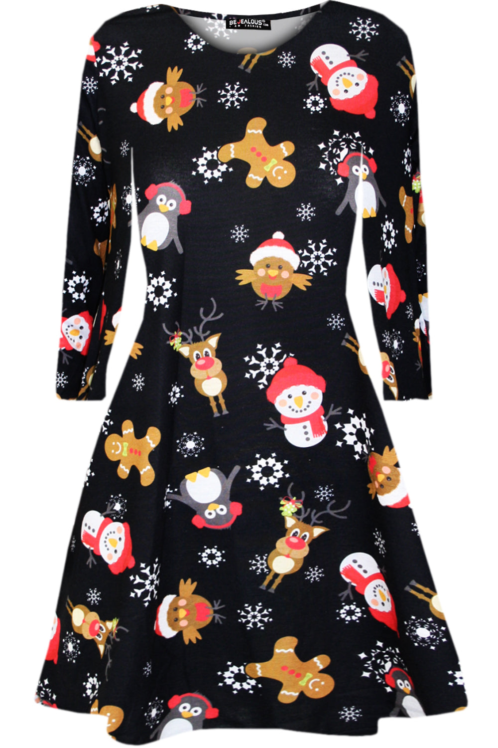 Gracie Long Sleeve Christmas Print Dress
