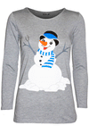 Elsie Long Sleeve Christmas Snowman Print Top