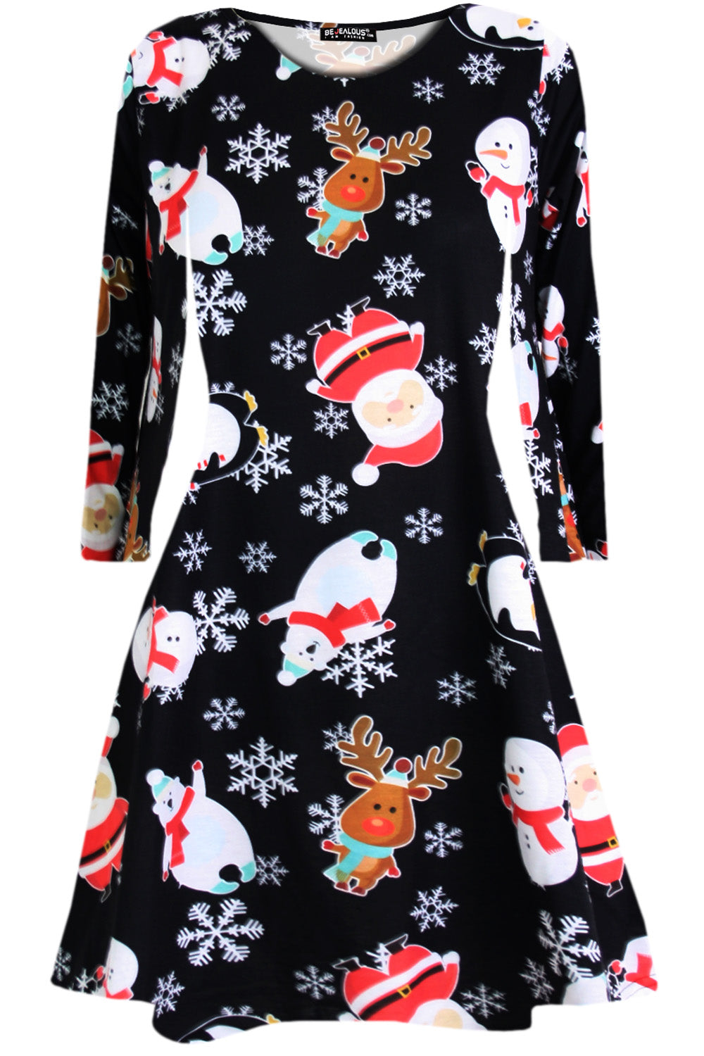 Gracie Long Sleeve Christmas Print Dress