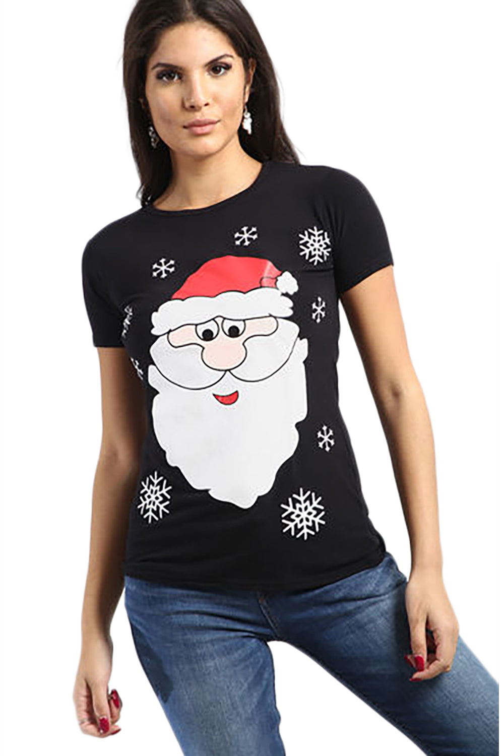 Christmas Snowflake Santa Face Tshirt