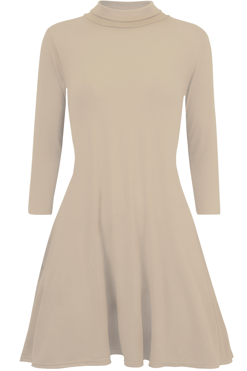 Elsie Polo Neck Long Sleeve Flared Swing Dress