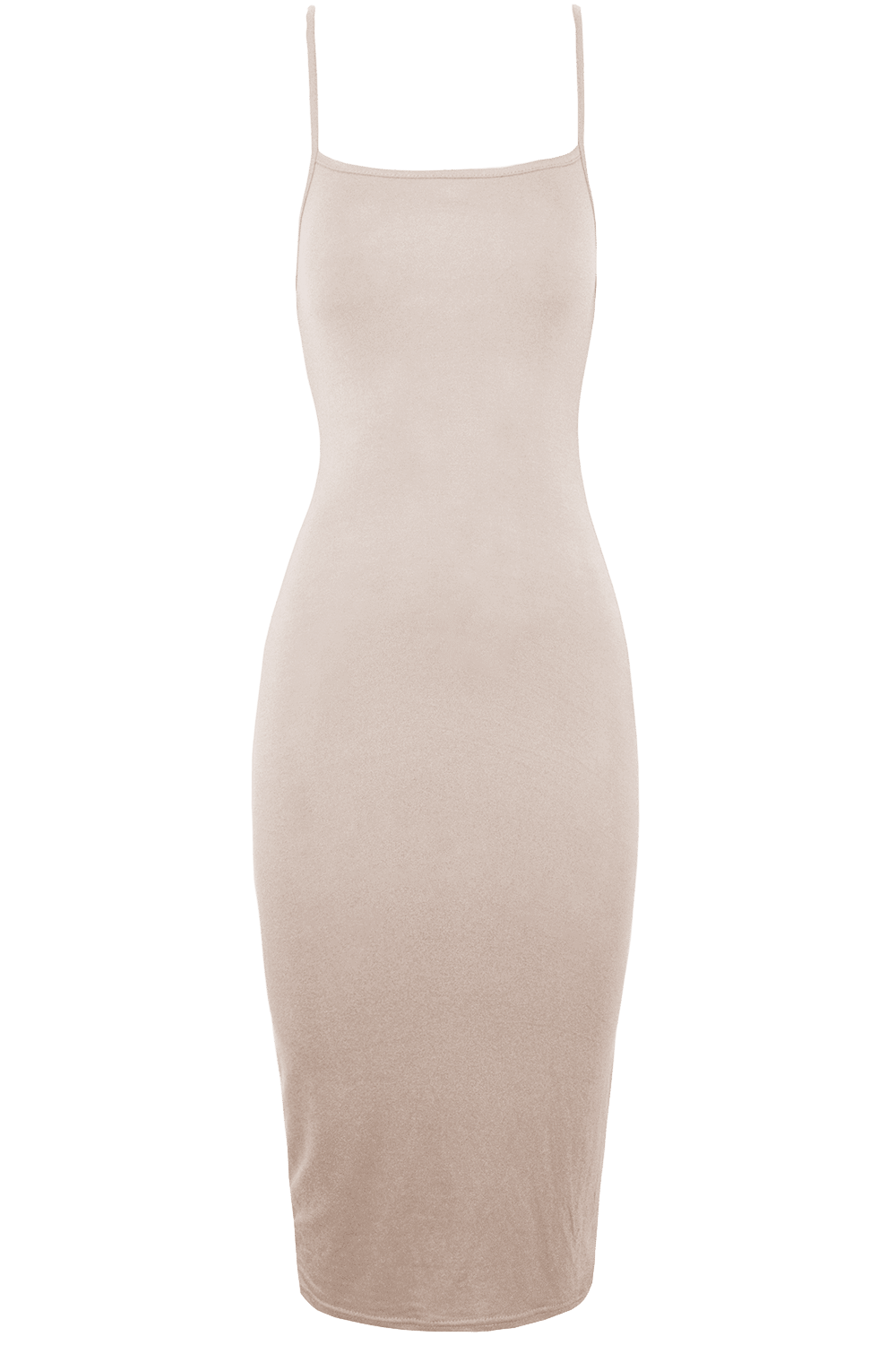 Charcoal Grey Strappy Basic Midi Bodycon Dress