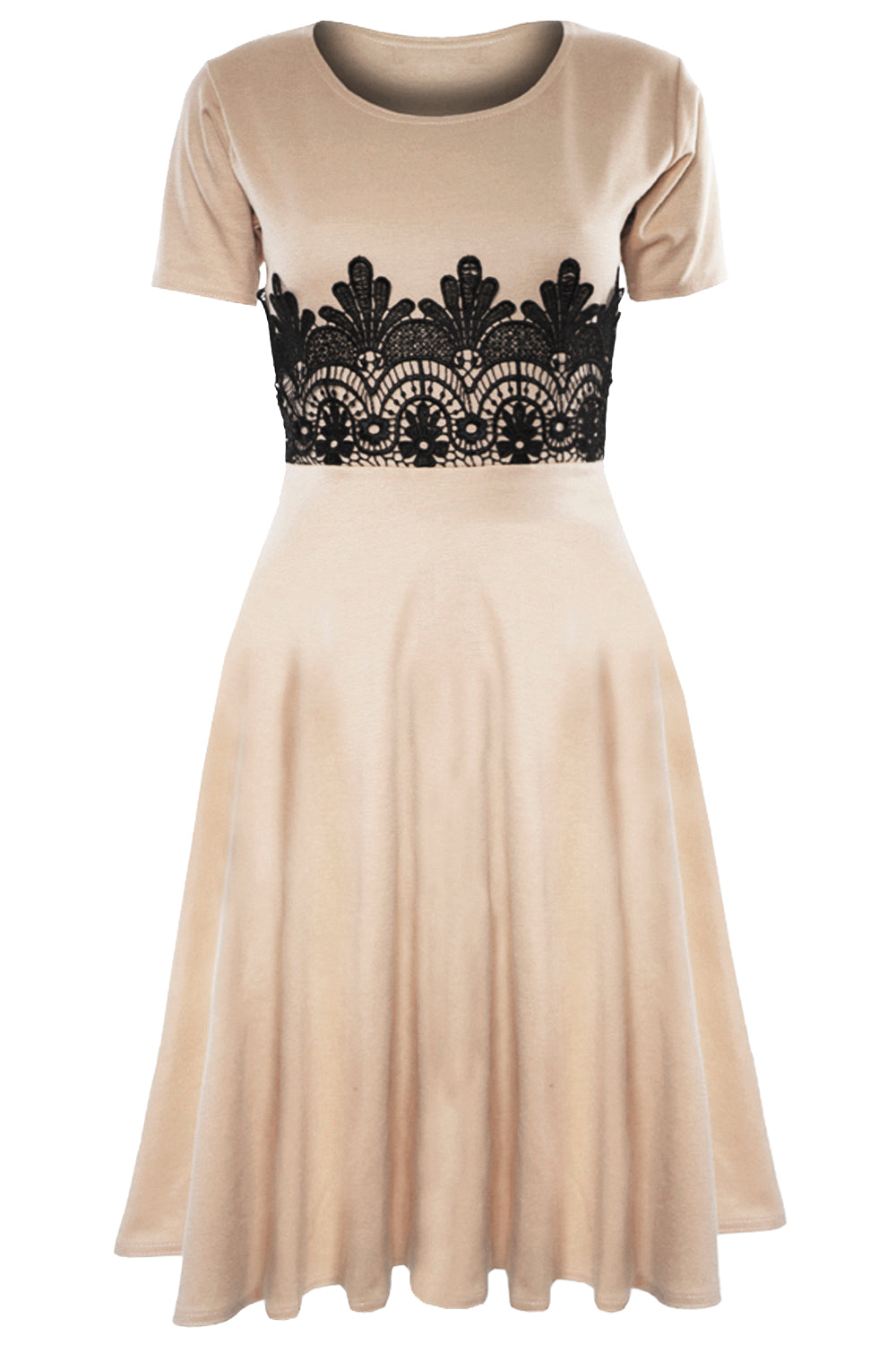 Amarah Cap Sleeve Lace Insert Midi Skater Dress