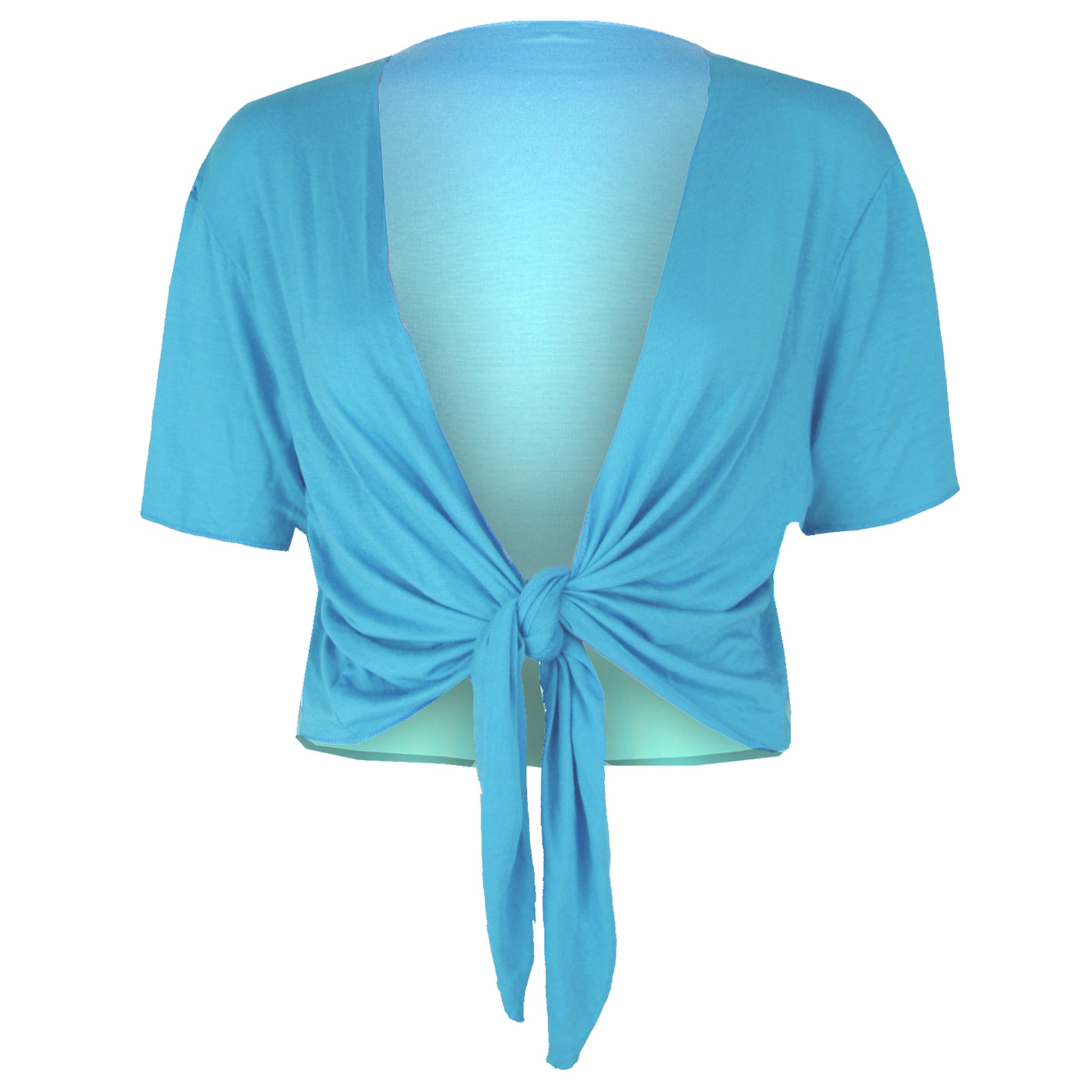 Tie Front Basic Jersey Short Sleeve Shrug