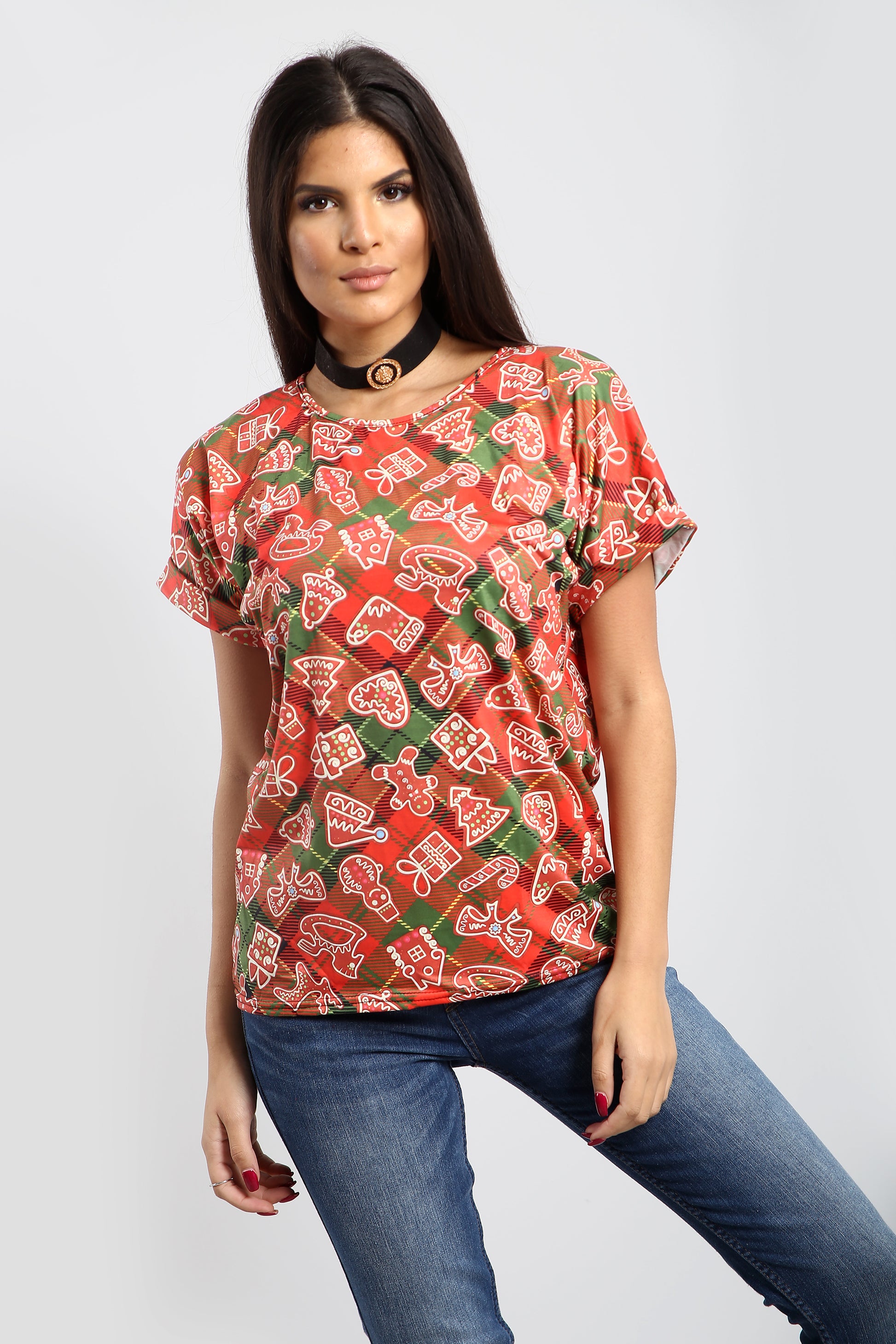 Isla Christmas Santa Reindeer Baggy T Shirt