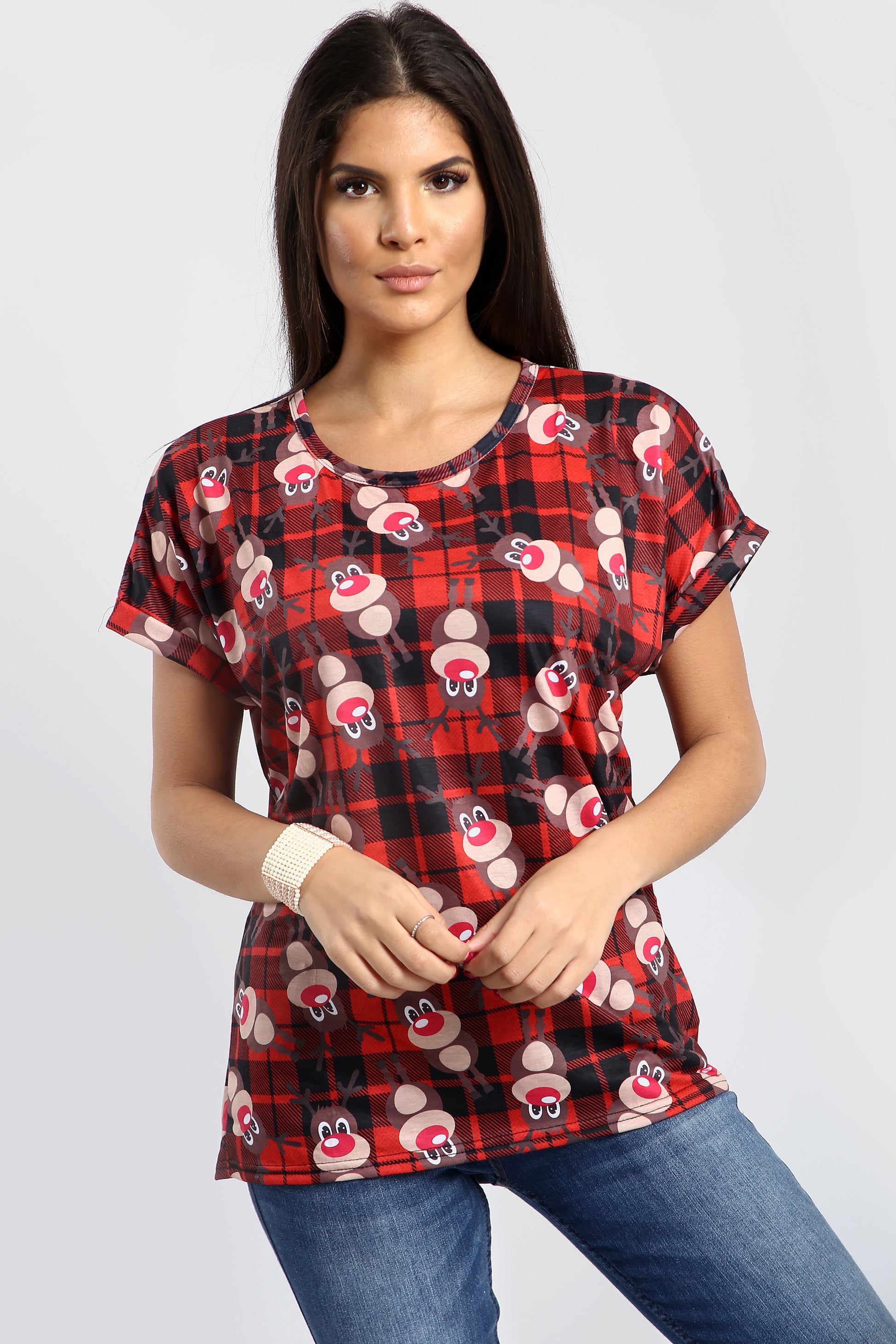 Isla Christmas Santa Reindeer Baggy T Shirt