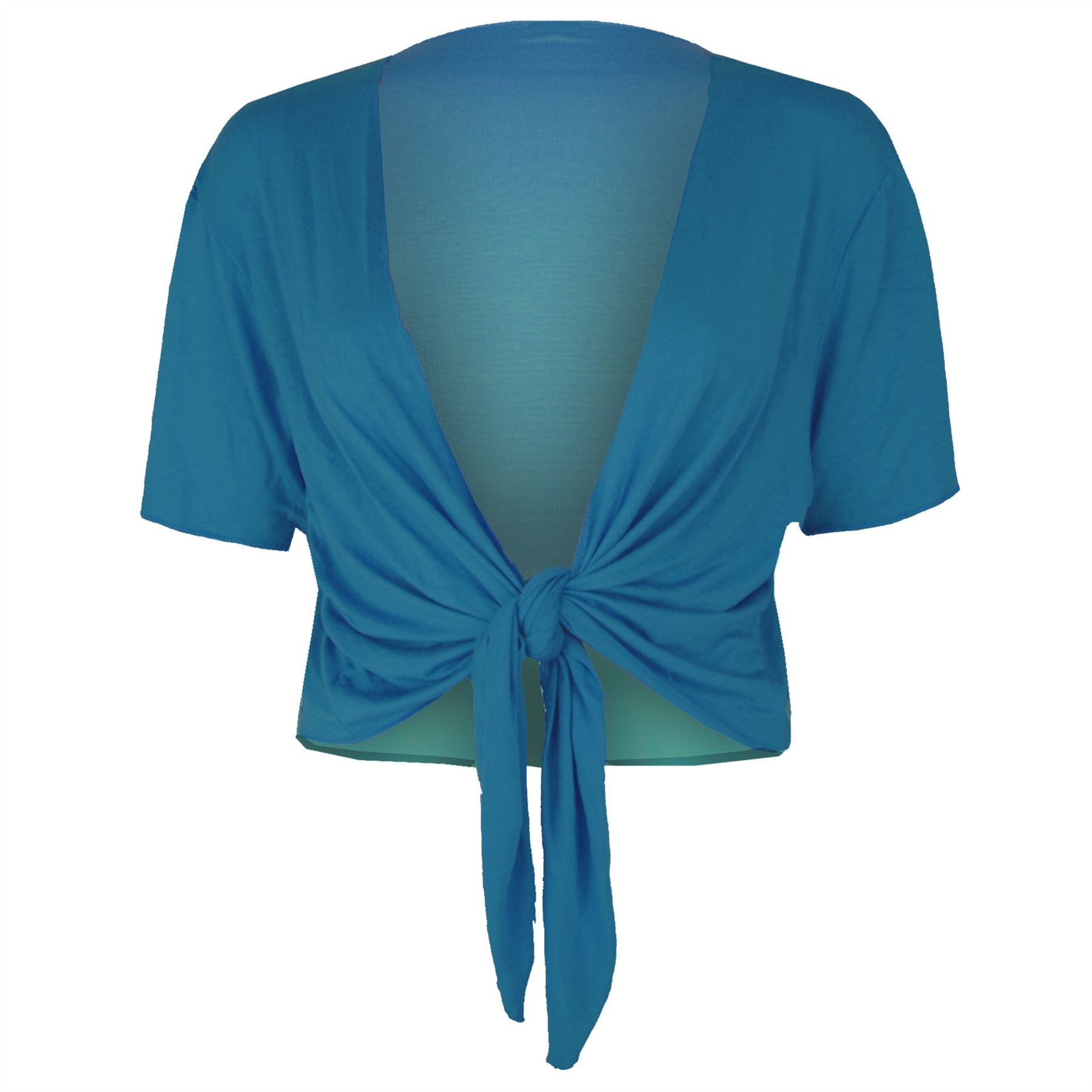 Tie Front Basic Jersey Short Sleeve Shrug