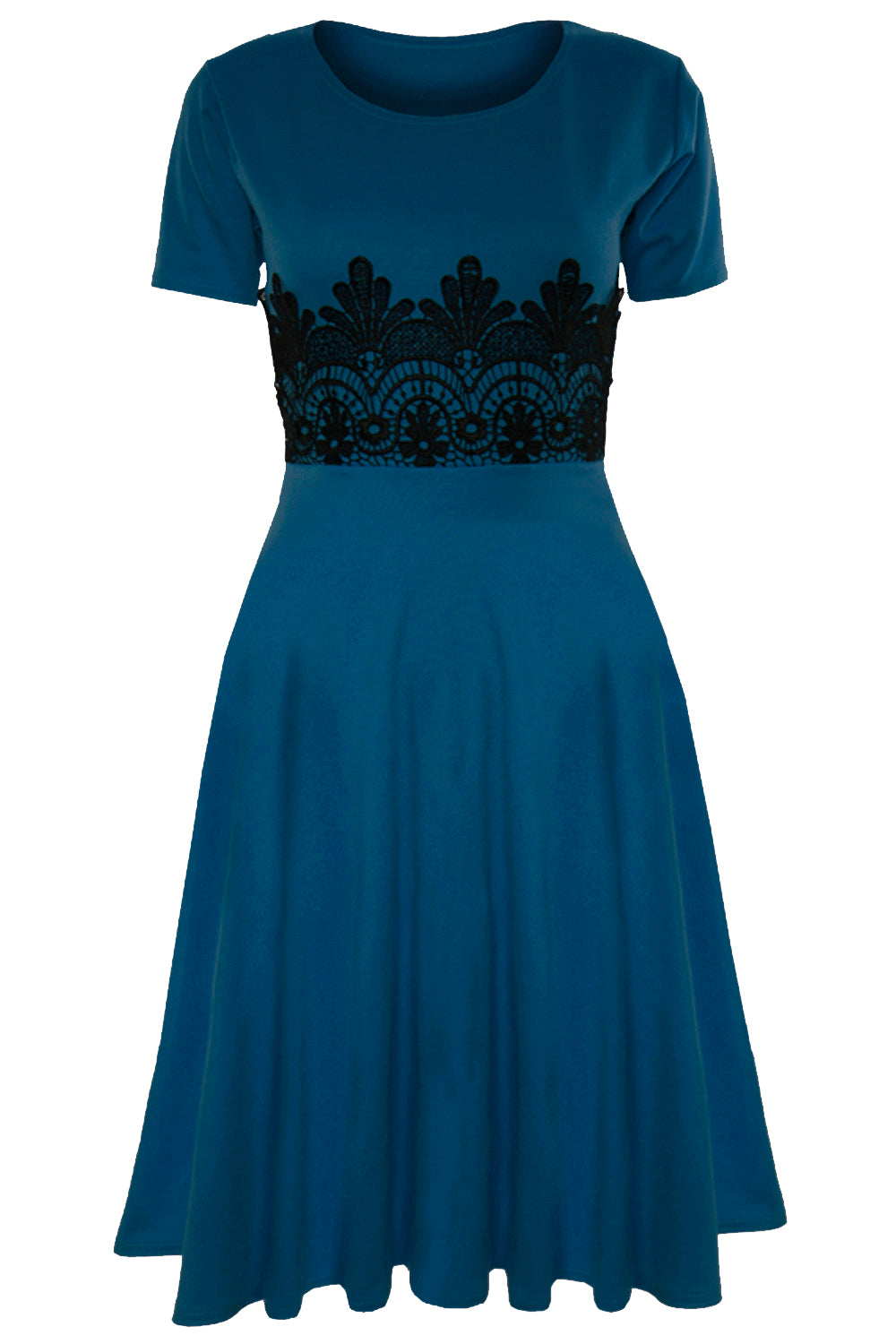 Amarah Cap Sleeve Lace Insert Midi Skater Dress