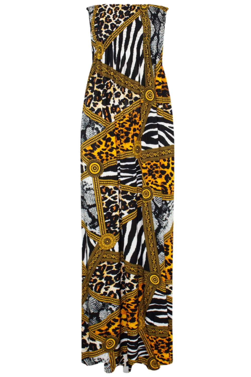Tropical Print Bardot Cream Maxi Dress
