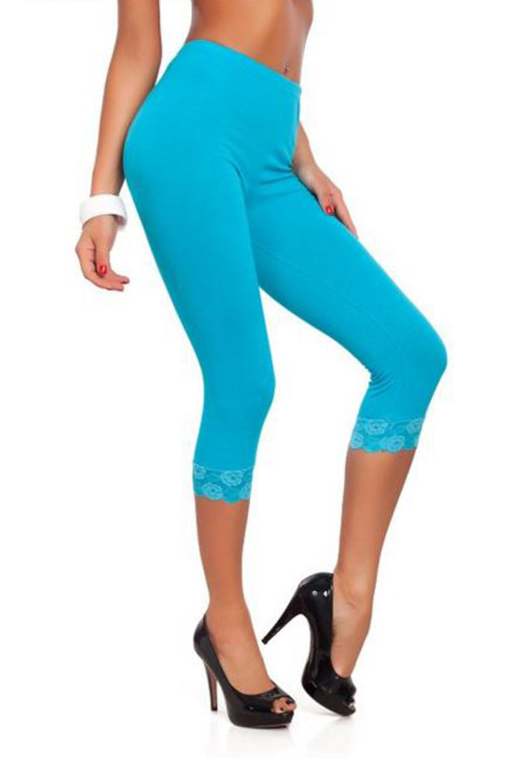 Mia Cropped Lace Trim Jersey Leggings - Be Jealous
