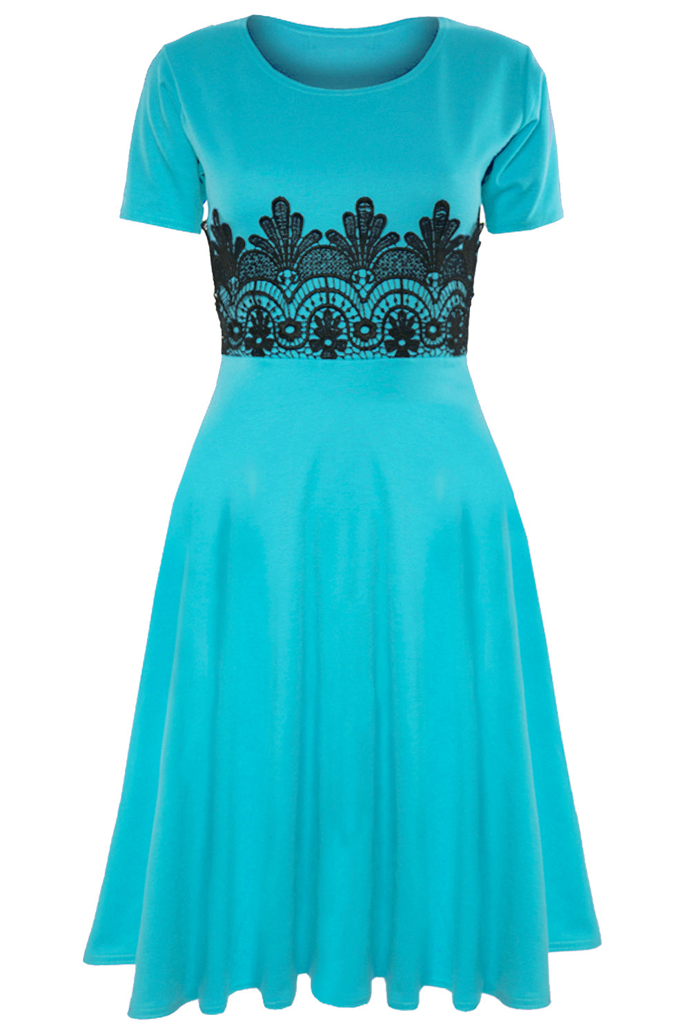 Amarah Cap Sleeve Lace Insert Midi Skater Dress