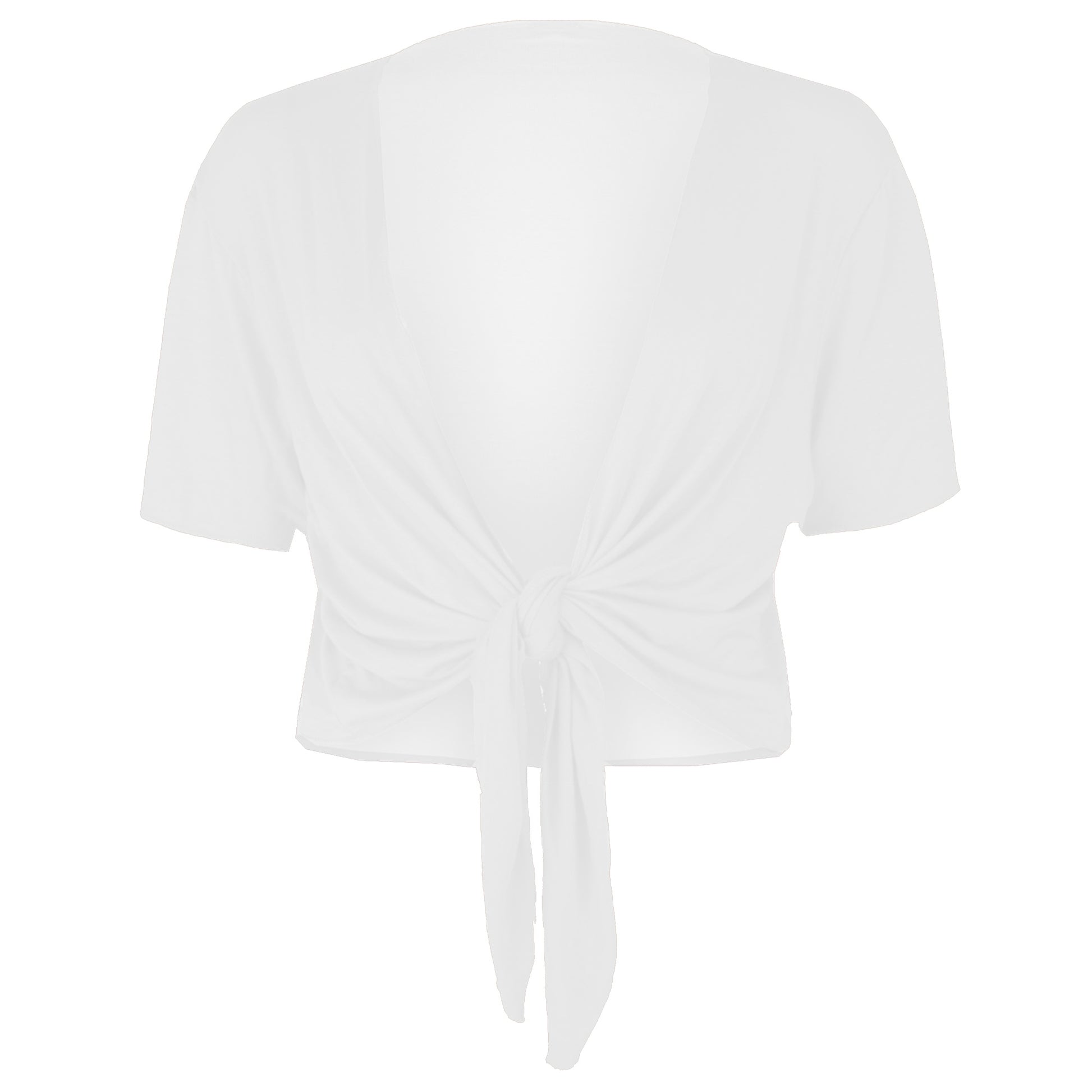 Tie Front Basic Jersey Short Sleeve Shrug