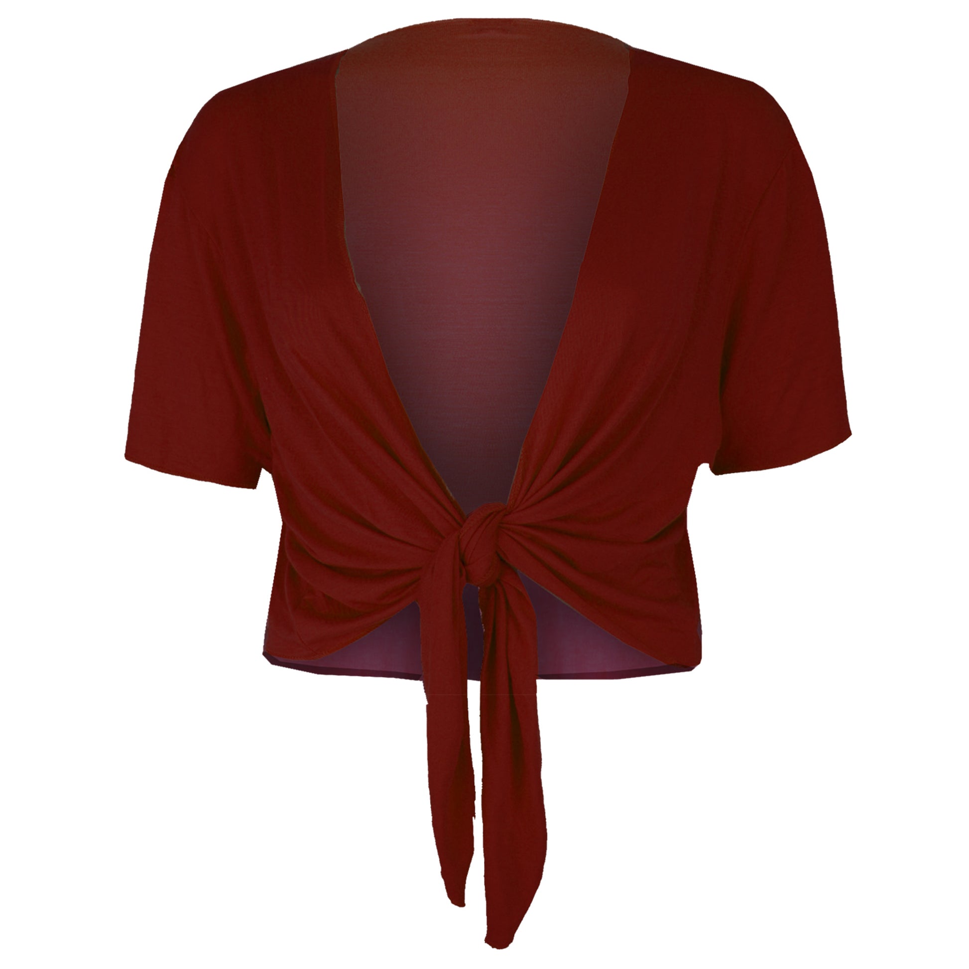 Tie Front Basic Jersey Short Sleeve Shrug