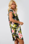 Tropical Green Print Curved Hem Baggy Tshirt Dress - bejealous-com