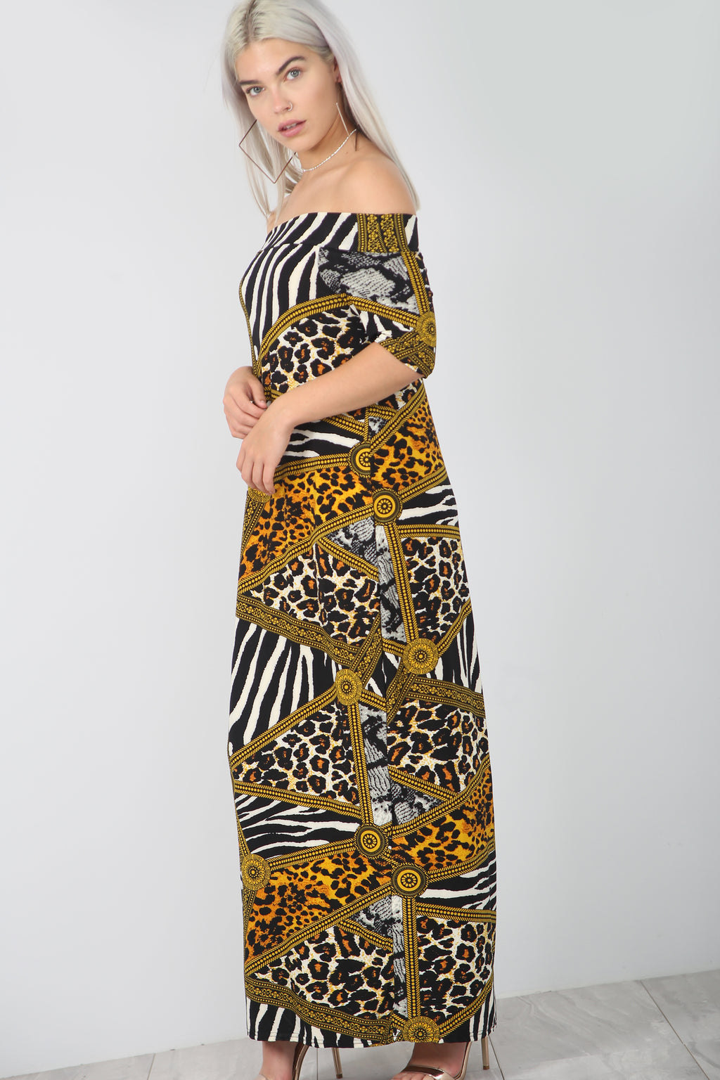 Strapless Animal Print Loose Fit Maxi Dress - bejealous-com