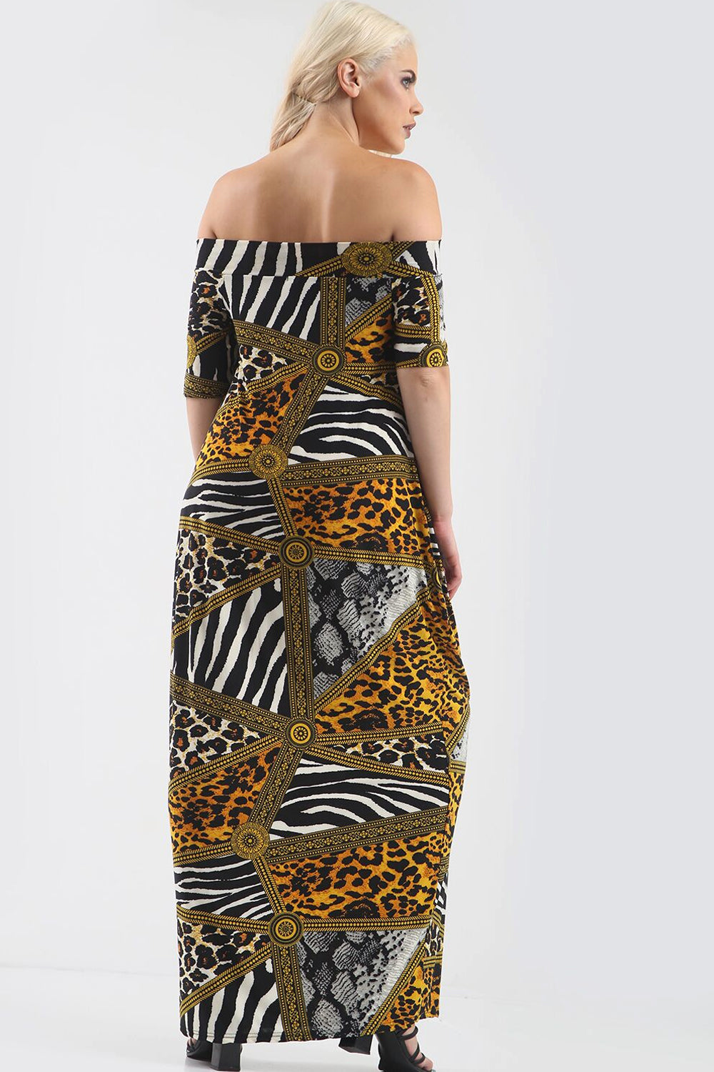 Off Shoulder Animal Print Maxi Dress - bejealous-com