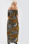 Off Shoulder Animal Print Maxi Dress - bejealous-com