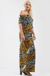 Off Shoulder Animal Print Maxi Dress - bejealous-com