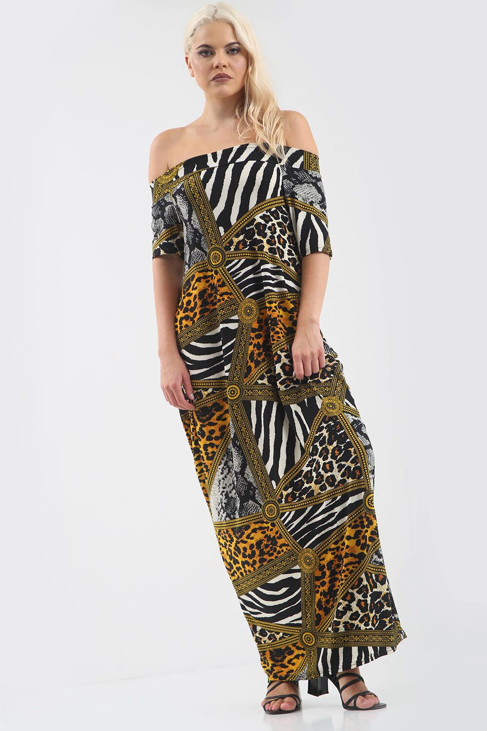 Off Shoulder Animal Print Maxi Dress - bejealous-com
