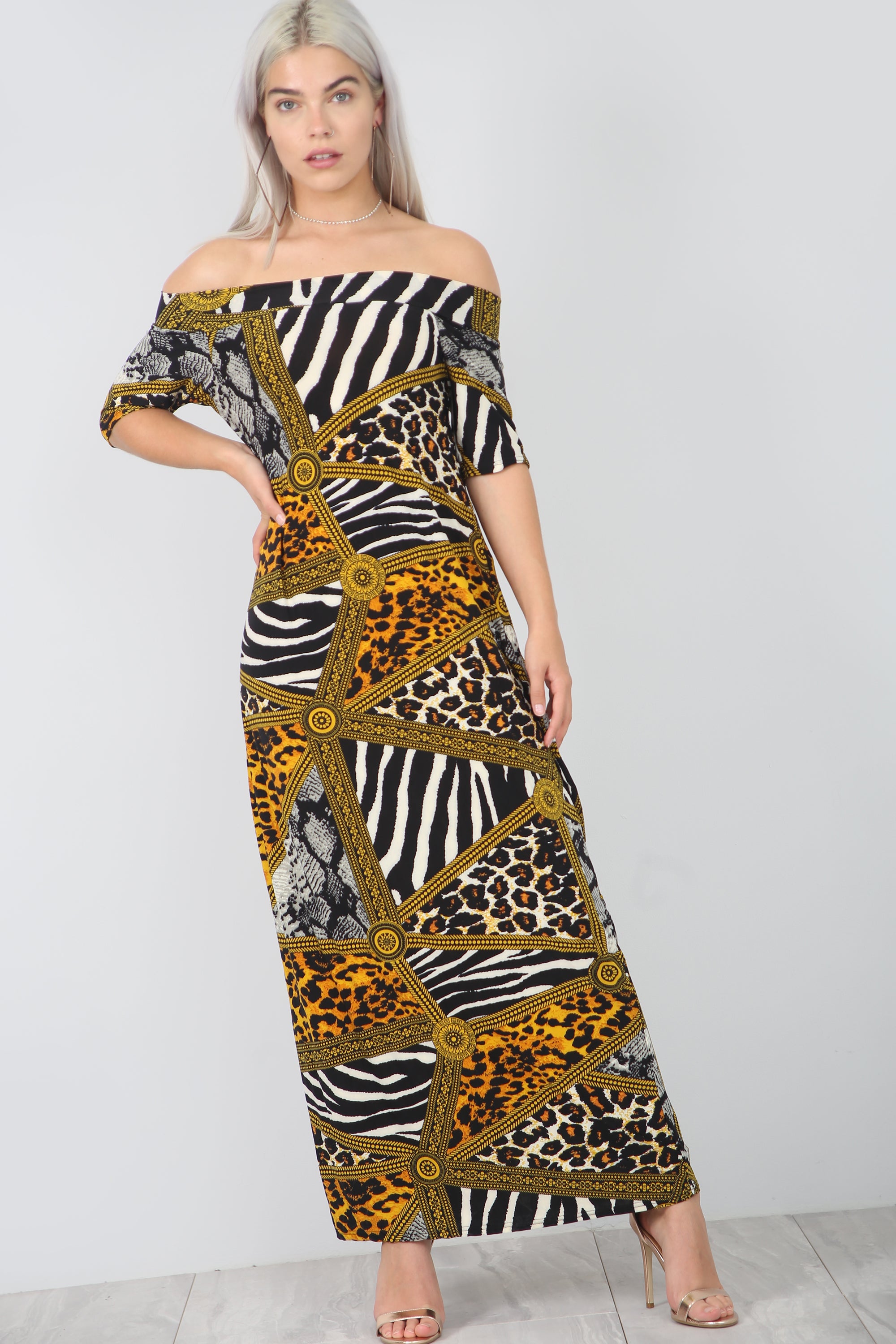 Strapless Animal Print Loose Fit Maxi Dress - bejealous-com