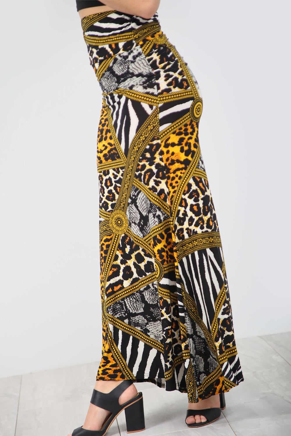High Waist Animal Print Floaty Maxi Skirt - bejealous-com