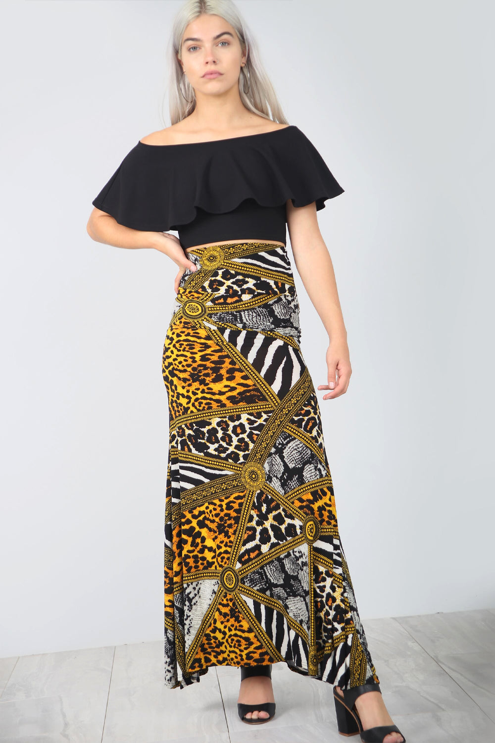 High Waist Animal Print Floaty Maxi Skirt - bejealous-com