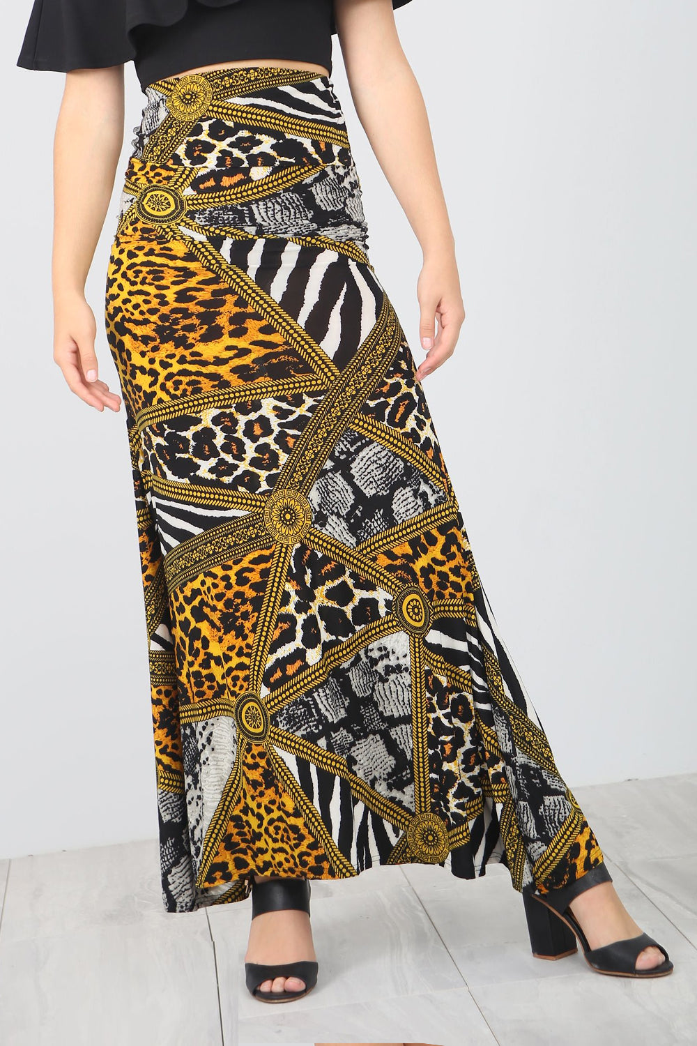 High Waist Animal Print Floaty Maxi Skirt - bejealous-com