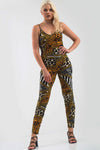 Strappy Animal Print Full Length Unitard - bejealous-com