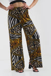 High Waist Wide Leg Animal Print Palazzo Pants - bejealous-com