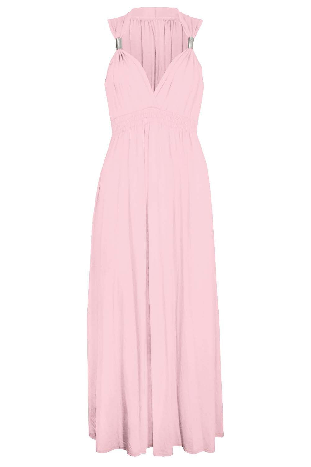 Chunky Strap Plunge Neck Red Maxi Dress - bejealous-com